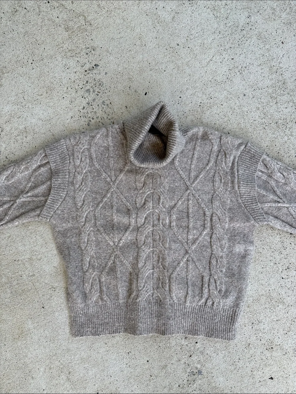 Elie Tahari Grey Chunky Cable-Knit Turtleneck Sweater Size Small